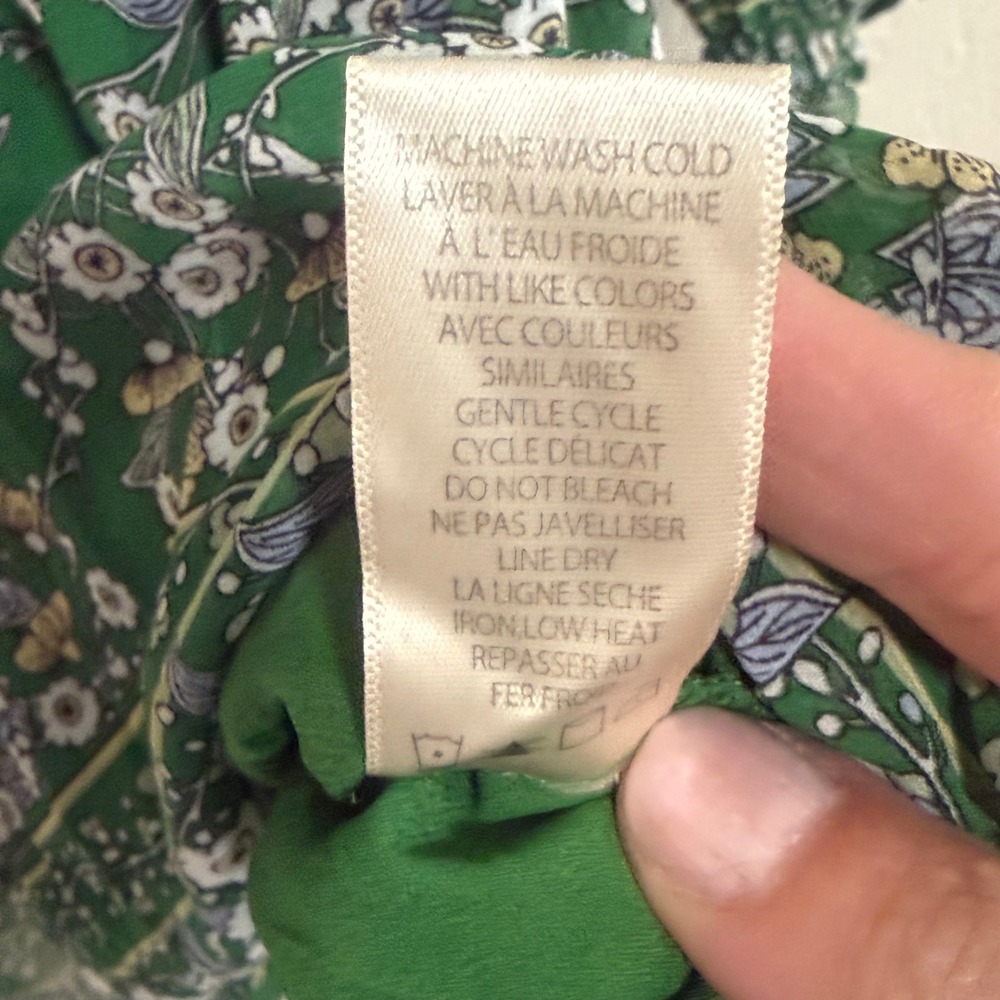 MAX STUDIO Green Floral Print Smocked Waist Long Sleeve Mini Dress Size S - Picture 8 of 12
